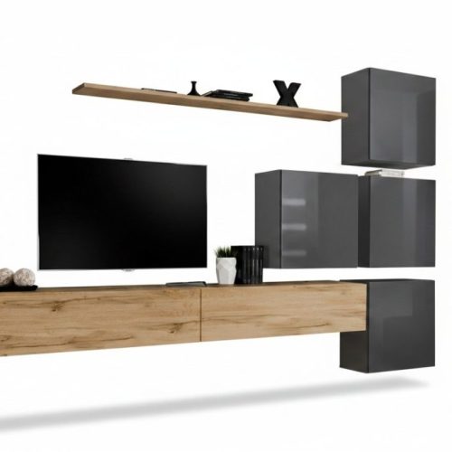 Luxus Holz Garnitur TV-Ständer Holz Wohnzimmer Wohnwand Wand Regal Design
