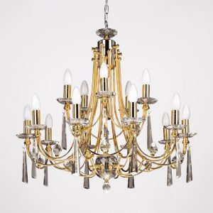 Luxus Lüster Deckenlampe Kronleuchter Deckenleuchter Art Gold Crystal