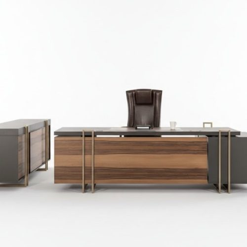 Luxus Schreibtisch Leder Holz Tische Büro Tisch Einrichtung Designer Tische Neu