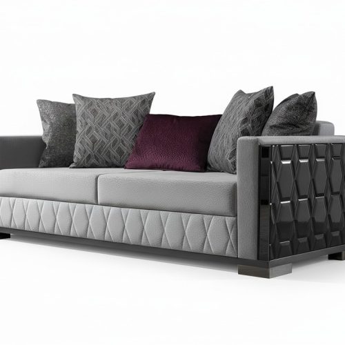 Luxus Sofa Dreisitzer 3 Sitz Sofas Grau Wohnzimmer Couch Stoff Design