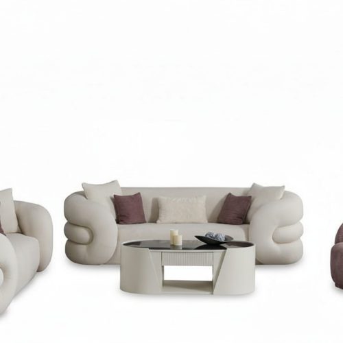 Luxus Sofa Set 2x Sofas 3 sitzer Sessel Weiß Couch Armlehne Wohnzimmer