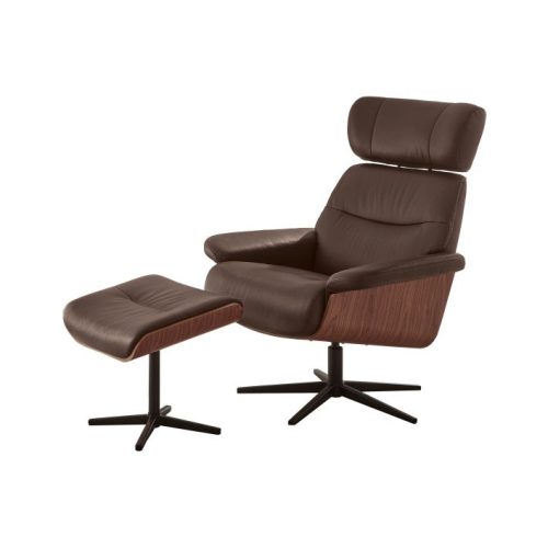 MANILA Loungesessel inkl. Hocker - braun / Walnuss