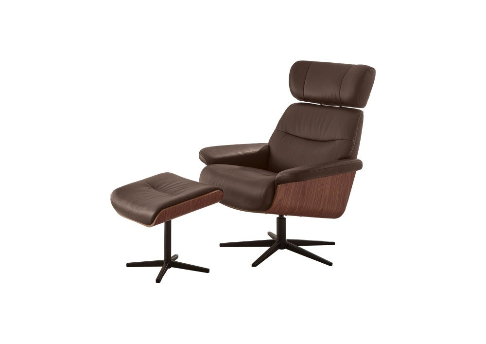MANILA Loungesessel inkl. Hocker - braun / Walnuss MANILA Loungesessel inkl. Hocker - braun / Walnuss