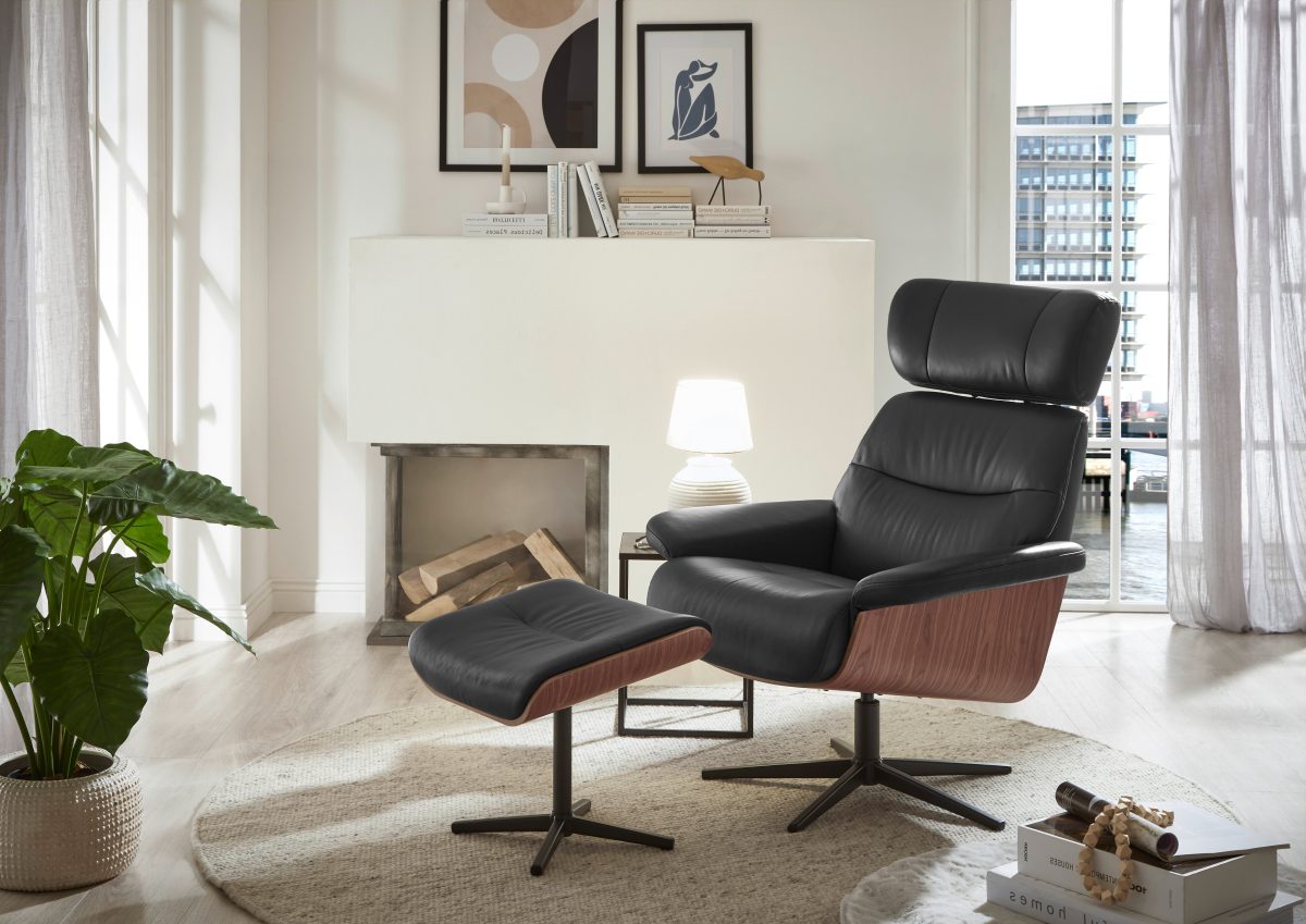 MANILA Loungesessel inkl. Hocker - braun / Walnuss - Gallery 2 MANILA Loungesessel inkl. Hocker - braun / Walnuss
