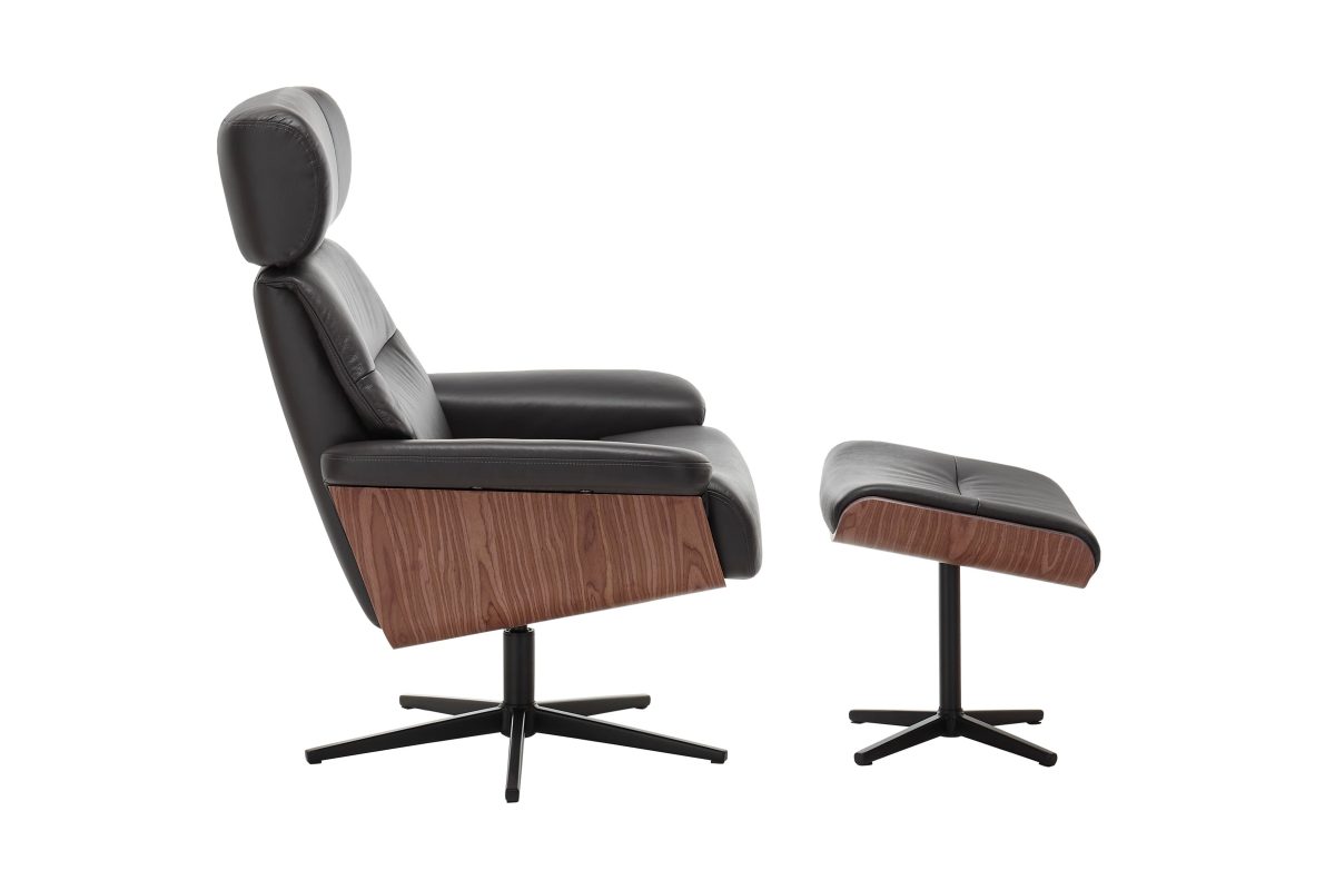 MANILA Loungesessel inkl. Hocker - braun / Walnuss - Gallery 4 MANILA Loungesessel inkl. Hocker - braun / Walnuss