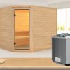 Massivholzsauna TANAMI 231 x 196 m 38 mm 9.0 kW Ofen integr. Steuerung ohne Dachkranz Massivholzsauna TANAMI 231 x 196 m 38 mm 9.0 kW Ofen integr. Steuerung ohne Dachkranz
