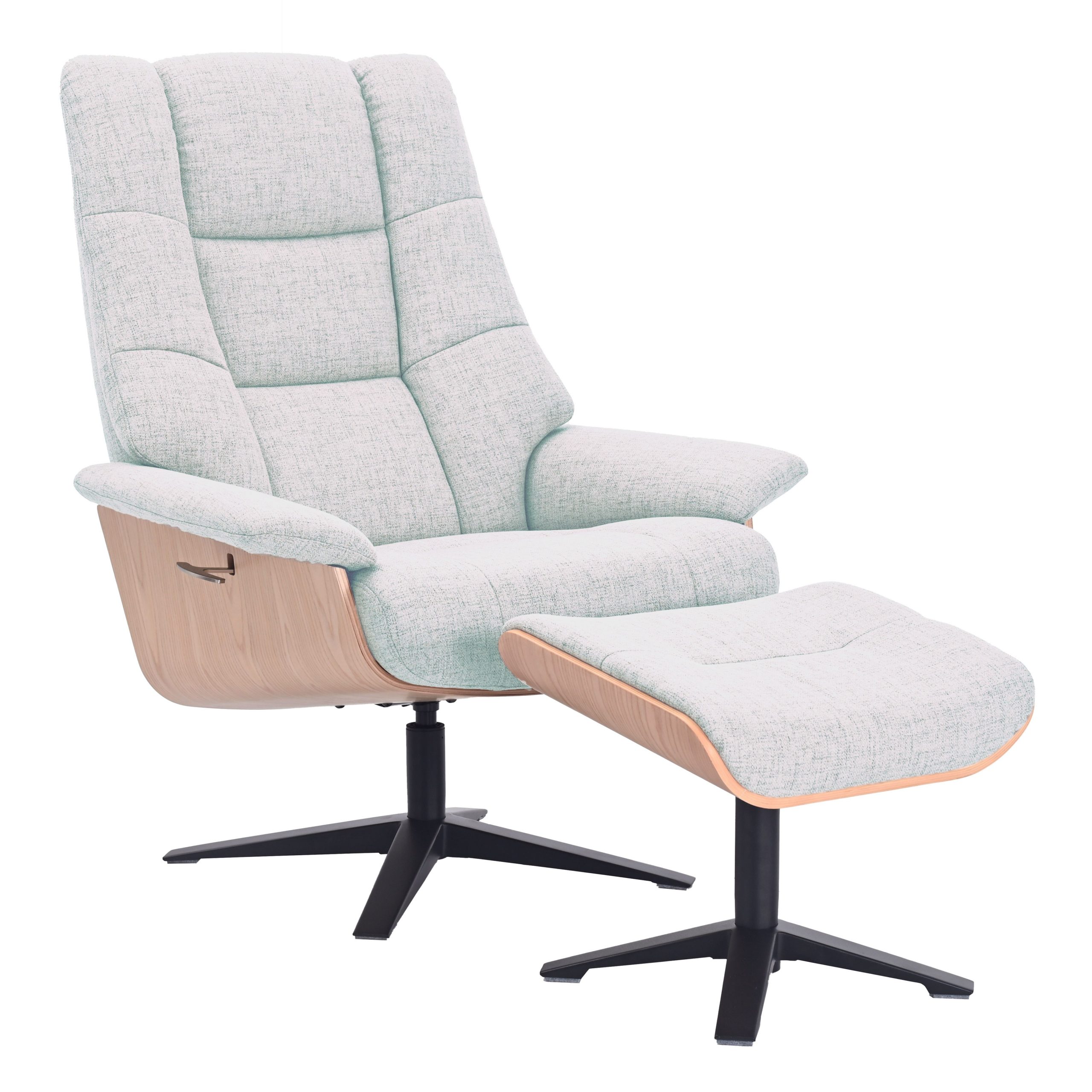 MINATO Loungesessel inkl. Hocker – white smoke / Eiche hell