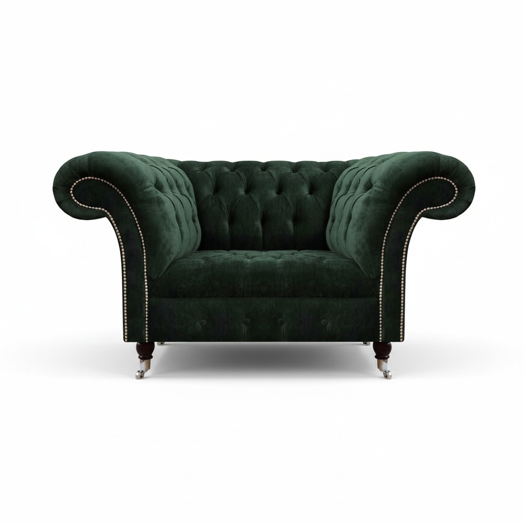 Modern Polstermöbel Chesterfield Sessel Grün Textil Couch Luxuriöse Wohnzimmer Modern Polstermöbel Chesterfield Sessel Grün Textil Couch Luxuriöse Wohnzimmer