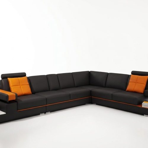 Moderne Wohnzimmer Ecksofa Couch Ledersofa mit Beleuchtung Sofa