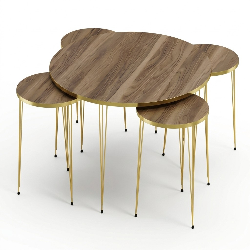 Moderner brauner Holz-Couchtisch mit Beistelltischen, stilvolles Moderner brauner Holz-Couchtisch mit Beistelltischen, stilvolles