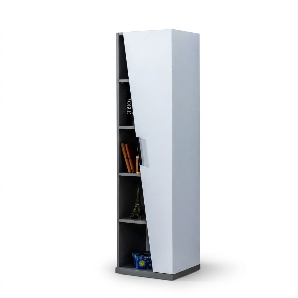 Moderner Bücherschrank Designer Grau-weißes Kinderzimmer Holz Regal Moderner Bücherschrank Designer Grau-weißes Kinderzimmer Holz Regal