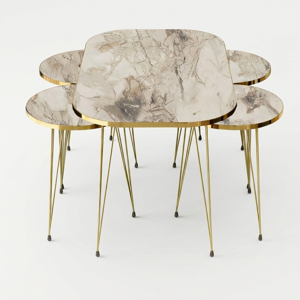 Moderner Holz-Couchtisch mit Mehrfarbigen Beistelltischen Moderner Holz-Couchtisch mit Mehrfarbigen Beistelltischen