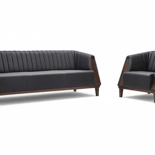 Moderner Set 3 Sitzer Sofas Leder Sessel 1-Sitzer Luxus Polster Büromöbel