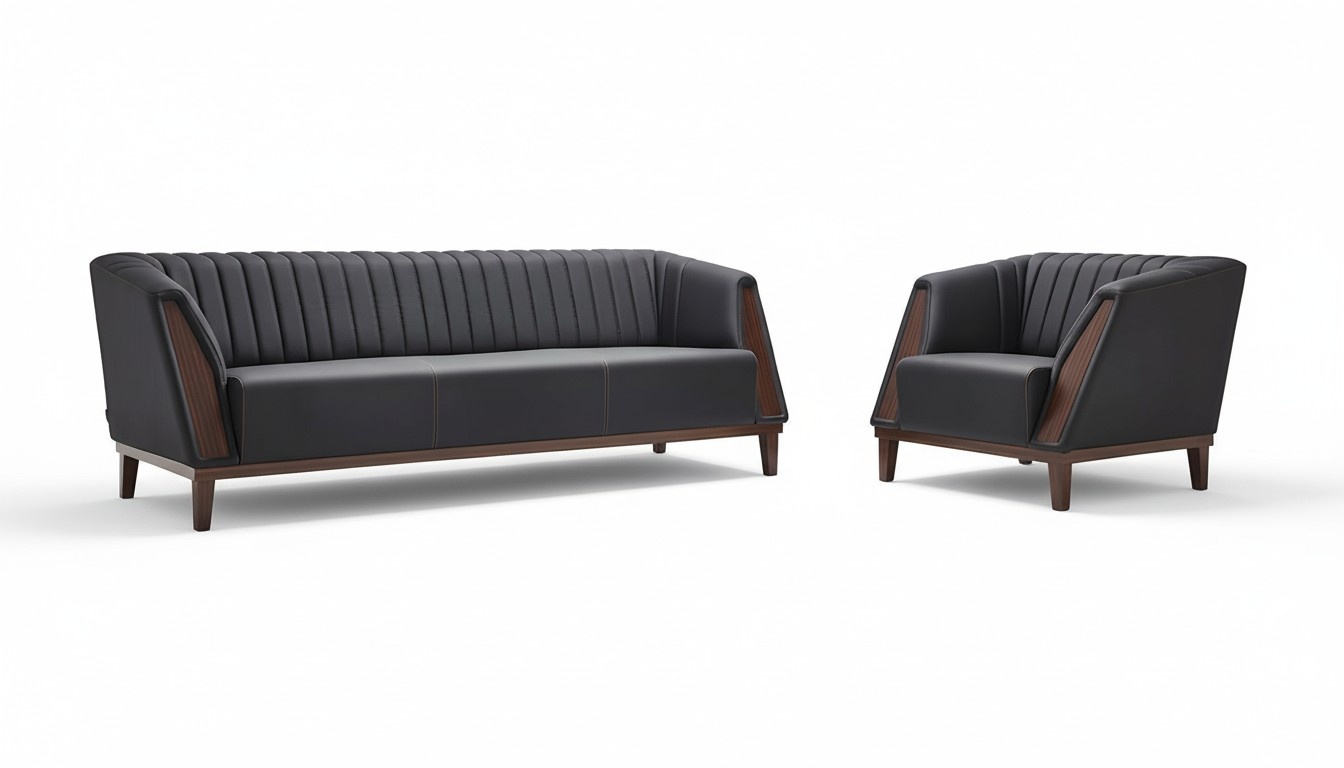 Moderner Set 3 Sitzer Sofas Leder Sessel 1-Sitzer Luxus Polster Büromöbel Moderner Set 3 Sitzer Sofas Leder Sessel 1-Sitzer Luxus Polster Büromöbel
