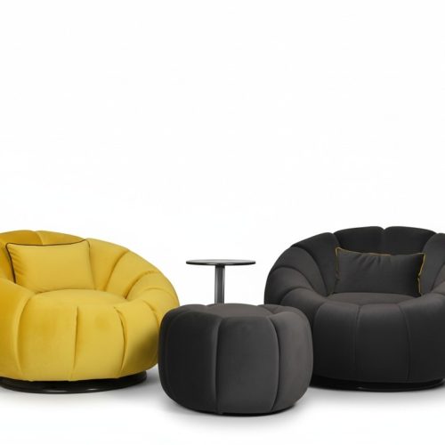 Moderner Wohnzimmer Set Hocker Sessel Relax Einsitzer Polstermöbel 2tlg