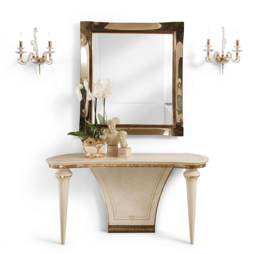 Möbel Stil Barock Konsolentisch Spiegel Holz Italienische Tische Gruppe 2tlg Set Möbel Stil Barock Konsolentisch Spiegel Holz Italienische Tische Gruppe 2tlg Set