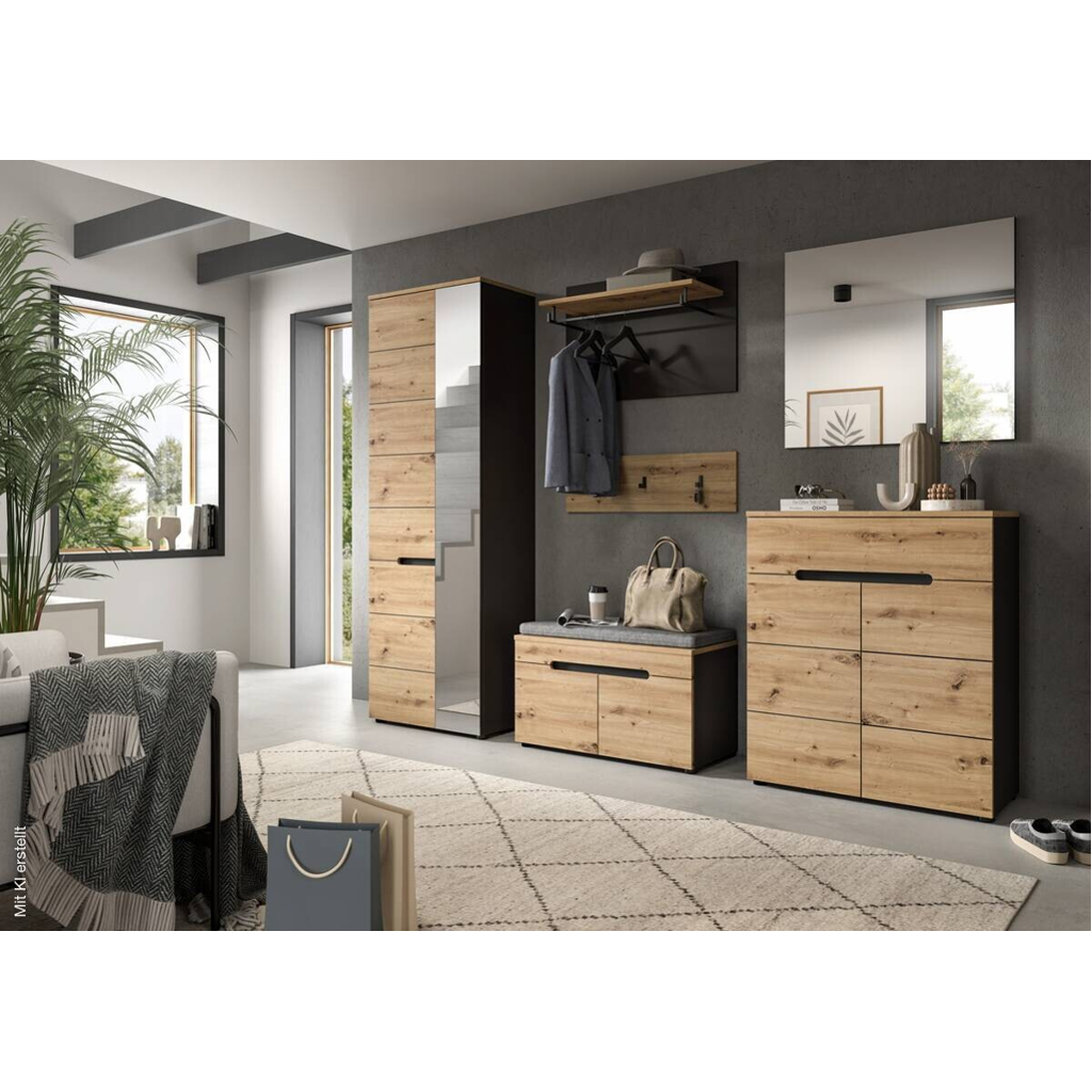 Garderobe CANU edles Basaltgrau Nachbildung Eiche Artisan Nachbildung B/H/T: ca. 255x190x37 cm - Gallery 5 Garderobe CANU edles Basaltgrau Nachbildung Eiche Artisan Nachbildung B/H/T: ca. 255x190x37 cm