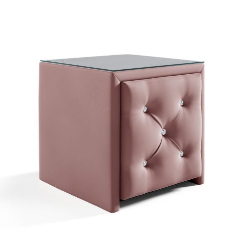 Nachttisch Nachtkonsole SEVRA 50x50cm in Stoff Elisa Velvet Altrosa Nachttisch Nachtkonsole SEVRA 50x50cm in Stoff Elisa Velvet Altrosa