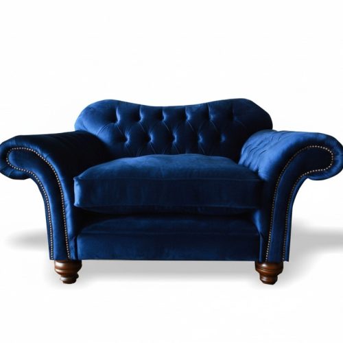 Ohrensessel Sessel Fernseh Design Polster Sofa Couch Chesterfield Textil Blaue