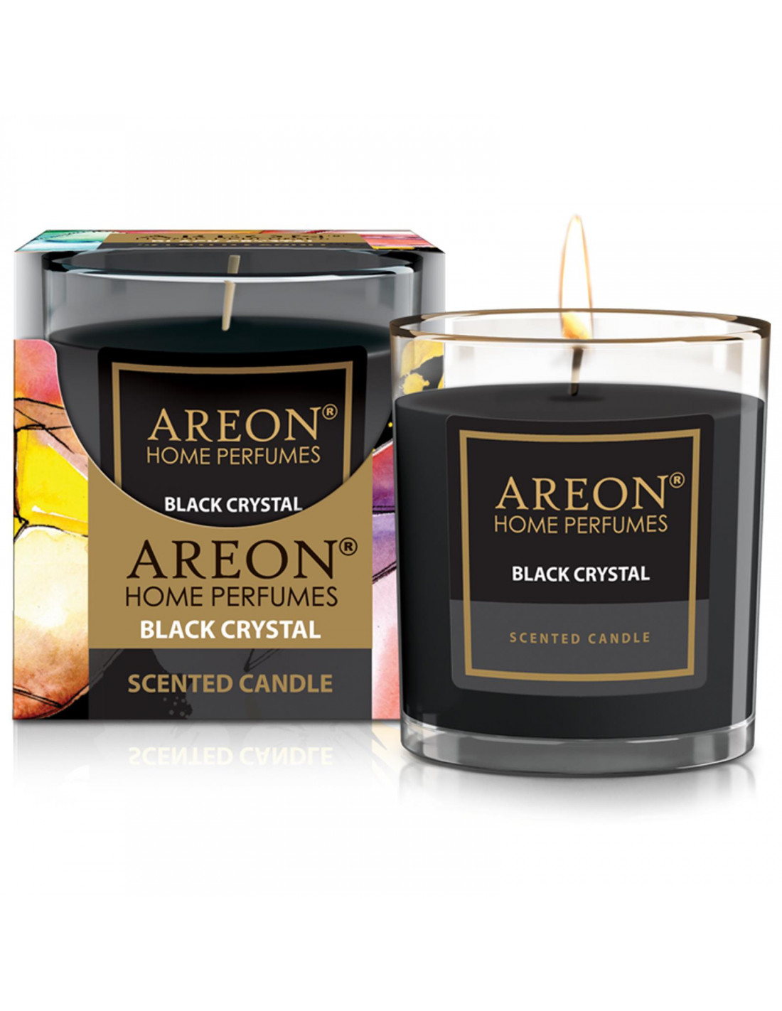 Original areon Premium Wohlfühl – Duft Kerze Raumduft im Glas 120g – Duft: Black Crystal