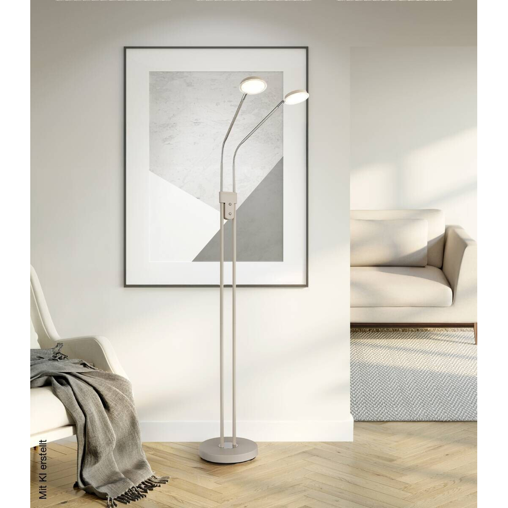 GLOBO Stehlampe sand Metall B/H/T: ca. 25x173x55 cm 2 Brennstellen