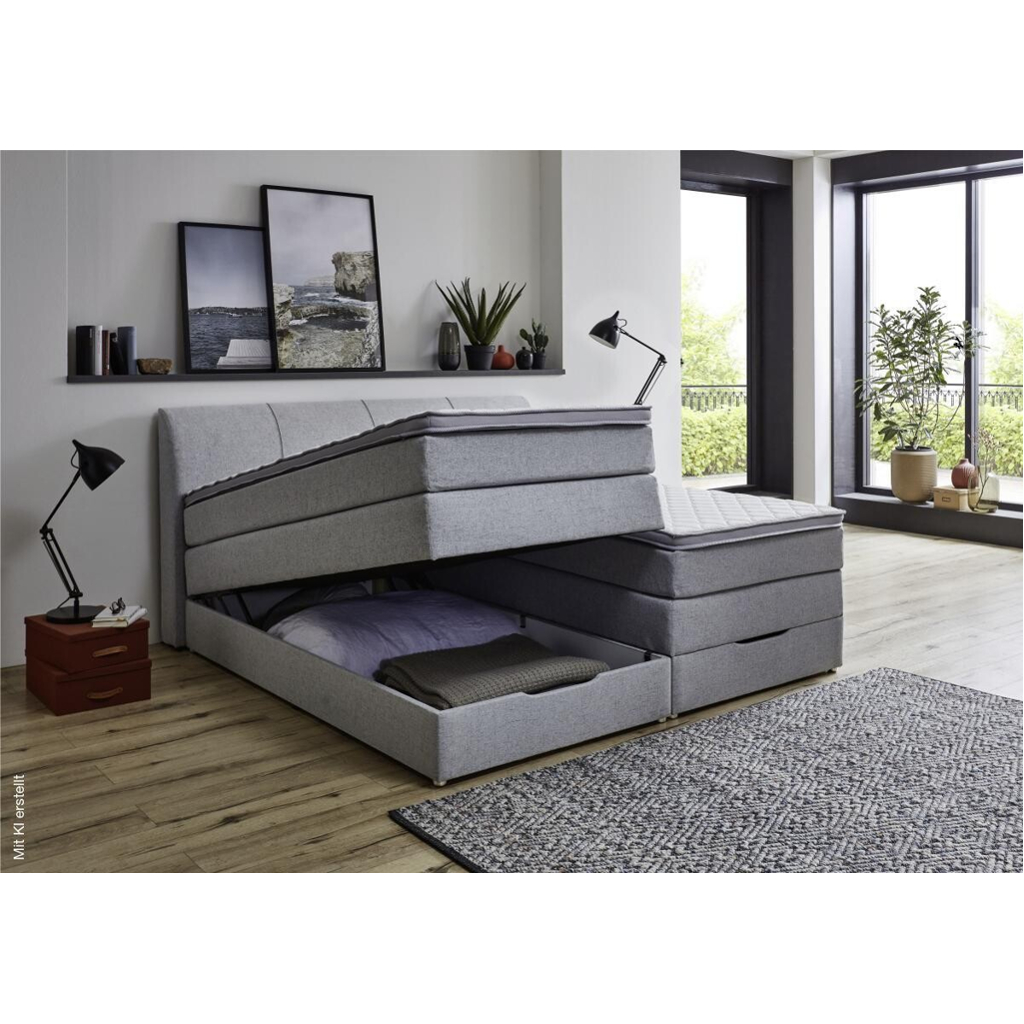 Boxspringbett Fire Silbergrau Liegefläche B/L: ca. 200×200 cm - Gallery 3 Boxspringbett Fire Silbergrau Liegefläche B/L: ca. 200×200 cm