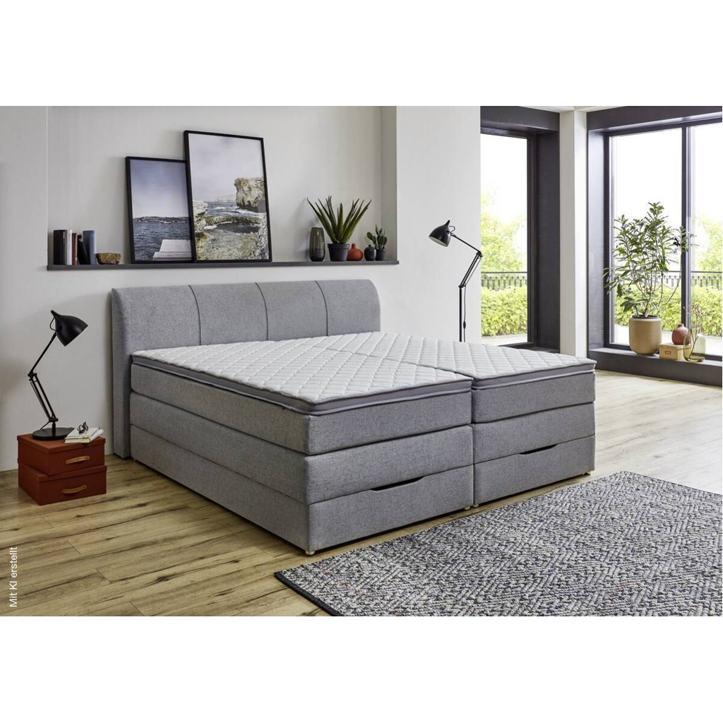 Boxspringbett Fire Silbergrau Liegefläche B/L: ca. 200×200 cm Boxspringbett Fire Silbergrau Liegefläche B/L: ca. 200×200 cm