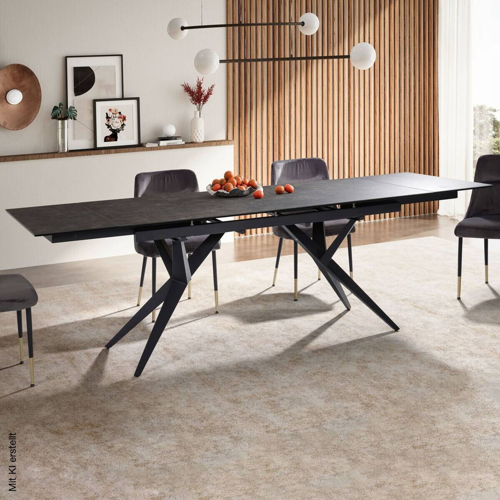 Esstisch schwarz Marmor Optik B/H/T: ca. 180x76x95 cm