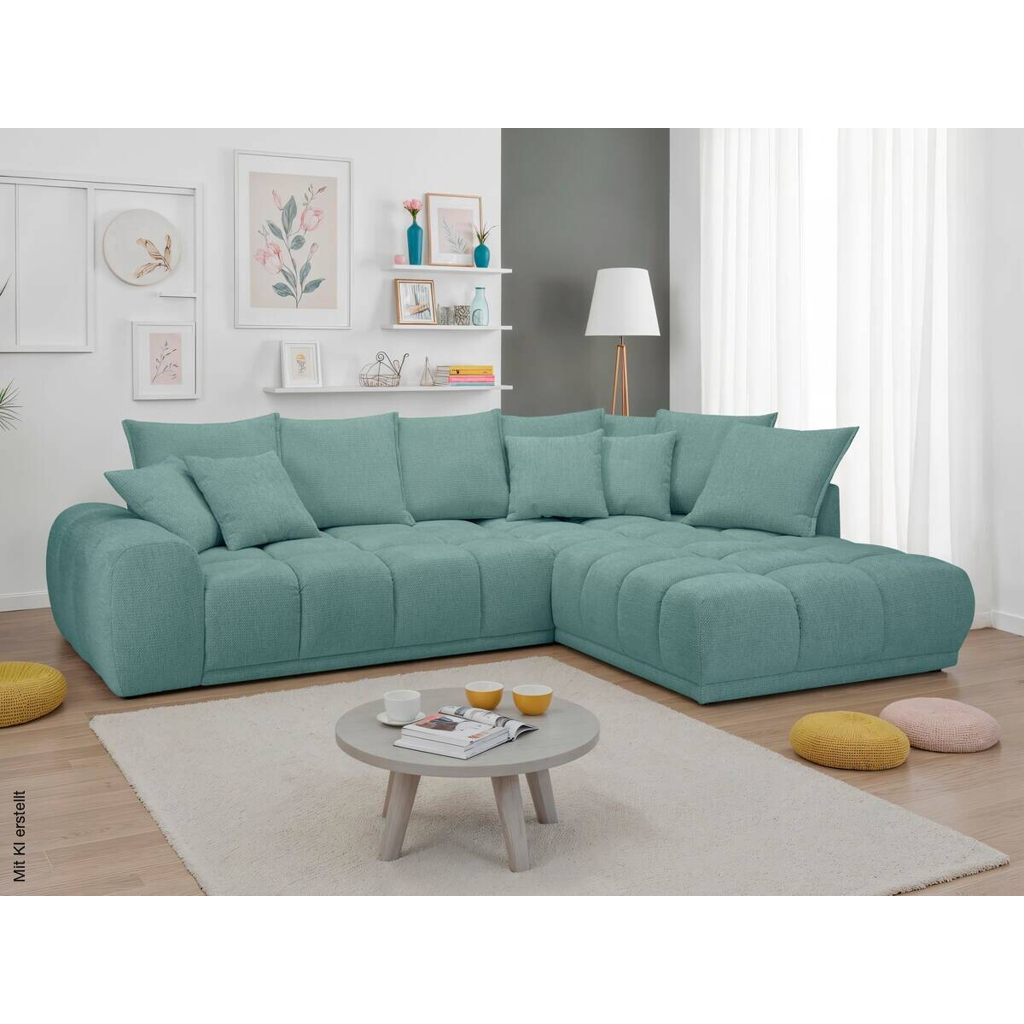 Ecksofa blaugrau Microfaser B/H/T: ca. 312x97x229 cm