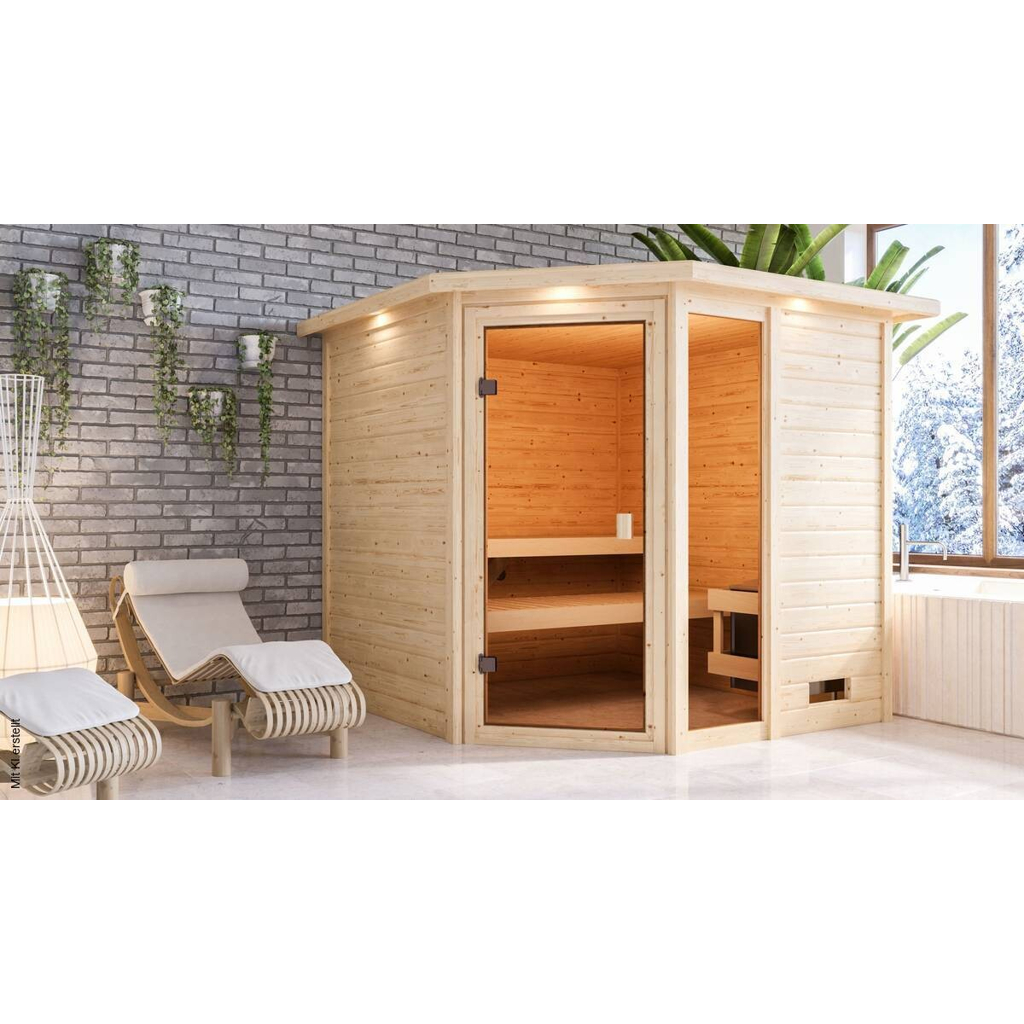 Karibu Sauna Seppel Eck natur B/H/T: ca. 196x187x196 cm