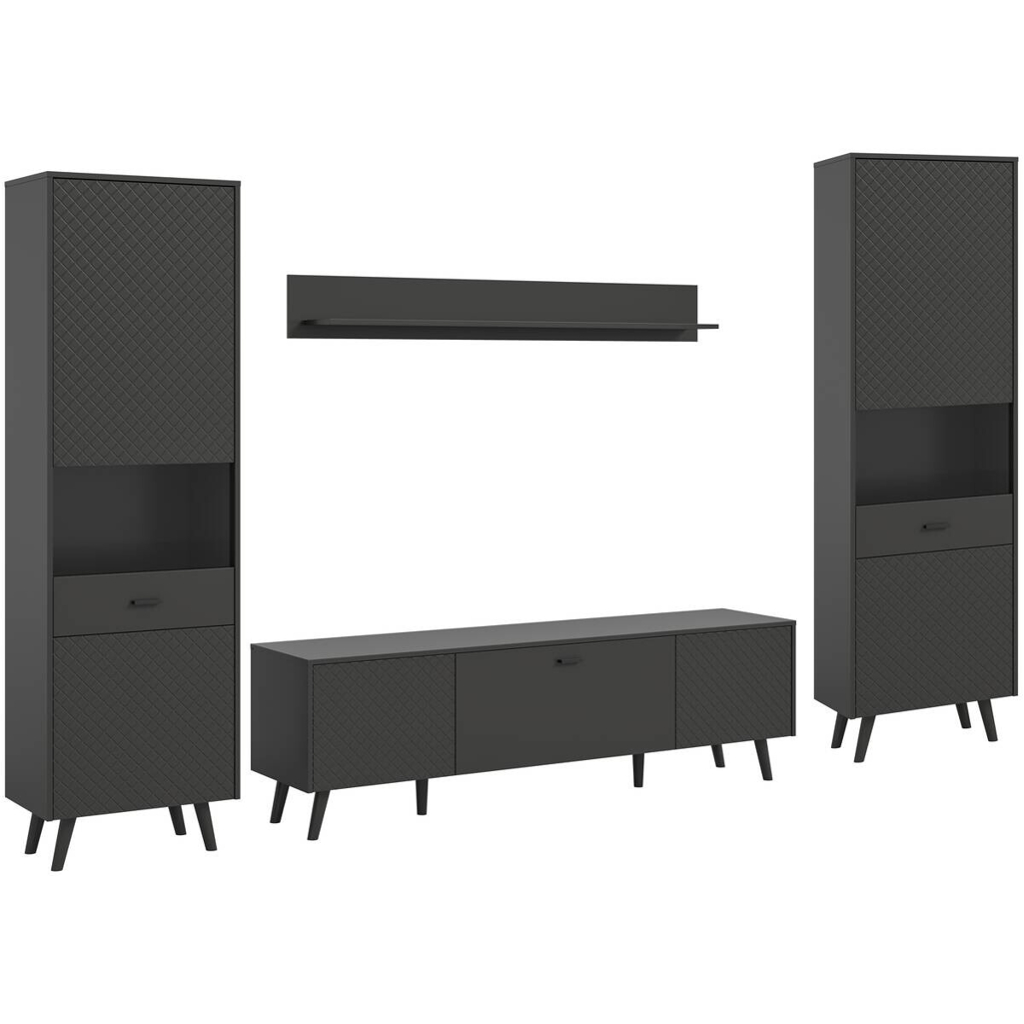 Wohnwand LINEA grau schwarz B/H/T: ca. 331x195x40 cm Wohnwand LINEA grau schwarz B/H/T: ca. 331x195x40 cm