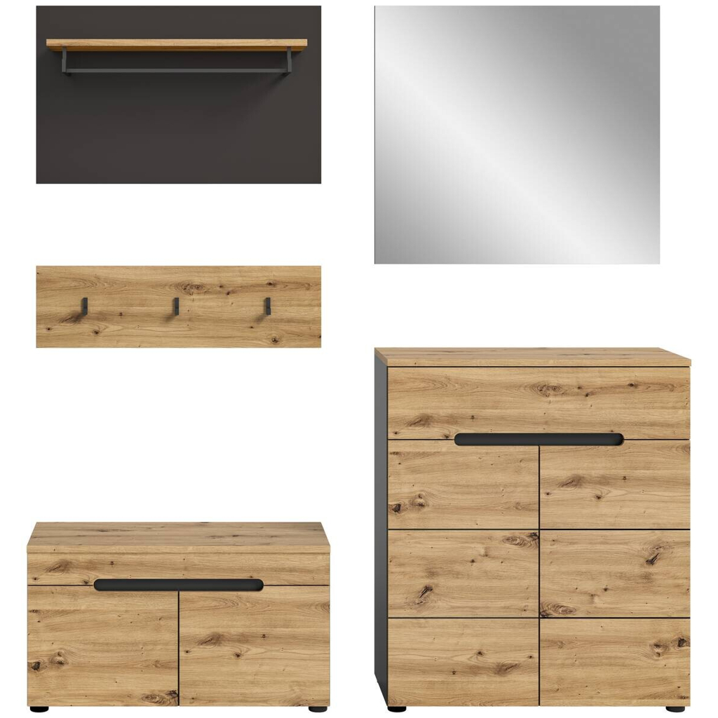 Garderobe CANU edles Basaltgrau Nachbildung Eiche Artisan Nachbildung B/H/T: ca. 175x180x37 cm - Gallery 4 Garderobe CANU edles Basaltgrau Nachbildung Eiche Artisan Nachbildung B/H/T: ca. 175x180x37 cm
