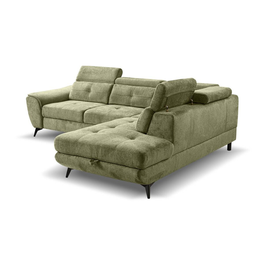 Ecksofa mit Bettfunktion und Bettkasten moosgrün Microfaser B/H/T: ca. 274x82x231 cm - Gallery 5 Ecksofa mit Bettfunktion und Bettkasten moosgrün Microfaser B/H/T: ca. 274x82x231 cm