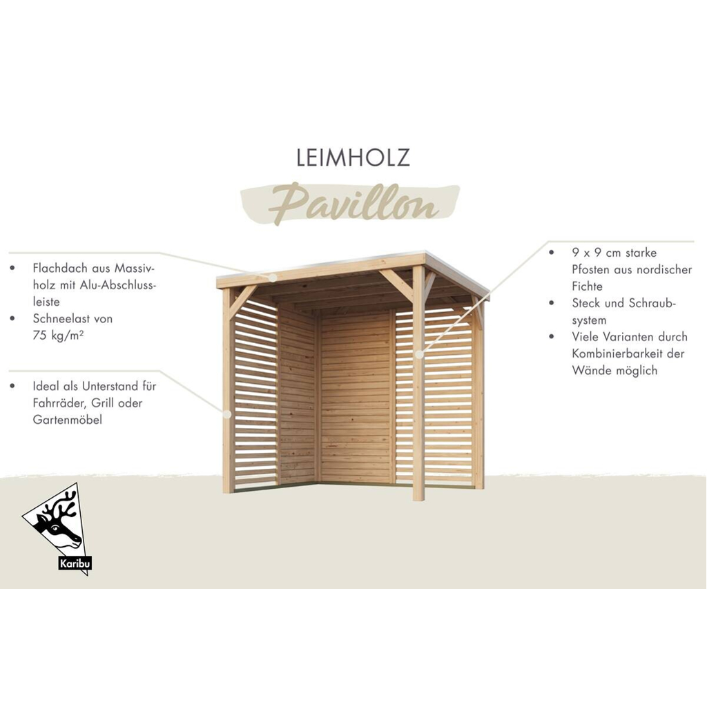 Karibu Pavillon Arizona natur Fichte B/H/T: ca. 453x243x231 cm