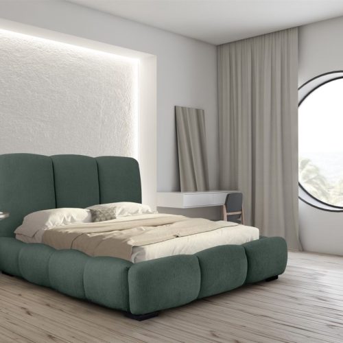 Polsterbett Doppelbett GRACIA 140x200cm in Stoff Allora Grün
