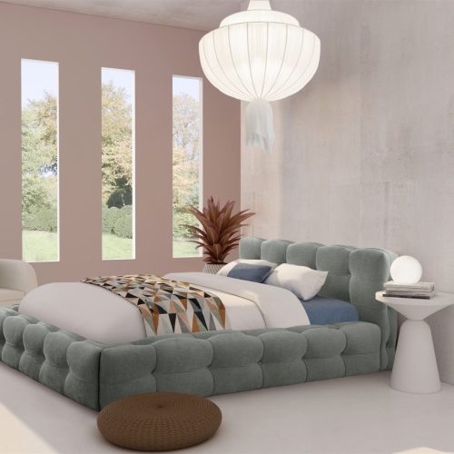 Polsterbett Doppelbett AURORA 140x200cm Komplettset in Stoff Boston Grau