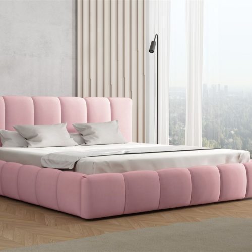 Polsterbett Doppelbett GIULIA 140x200cm Stoff Magic Velvet Rosa