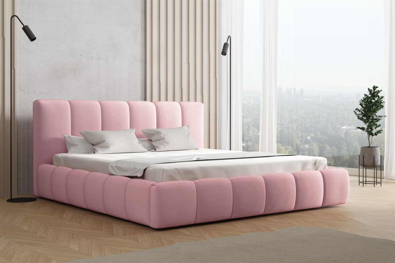 Polsterbett Doppelbett GIULIA 140x200cm Stoff Magic Velvet Rosa Polsterbett Doppelbett GIULIA 140x200cm Stoff Magic Velvet Rosa