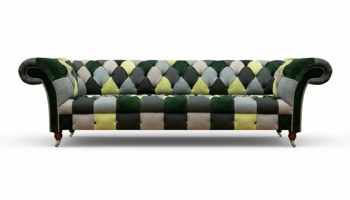 Polstermöbel Chesterfield Viersitzer Sofa Couch Modern Wohnzimmer Polster Stoff