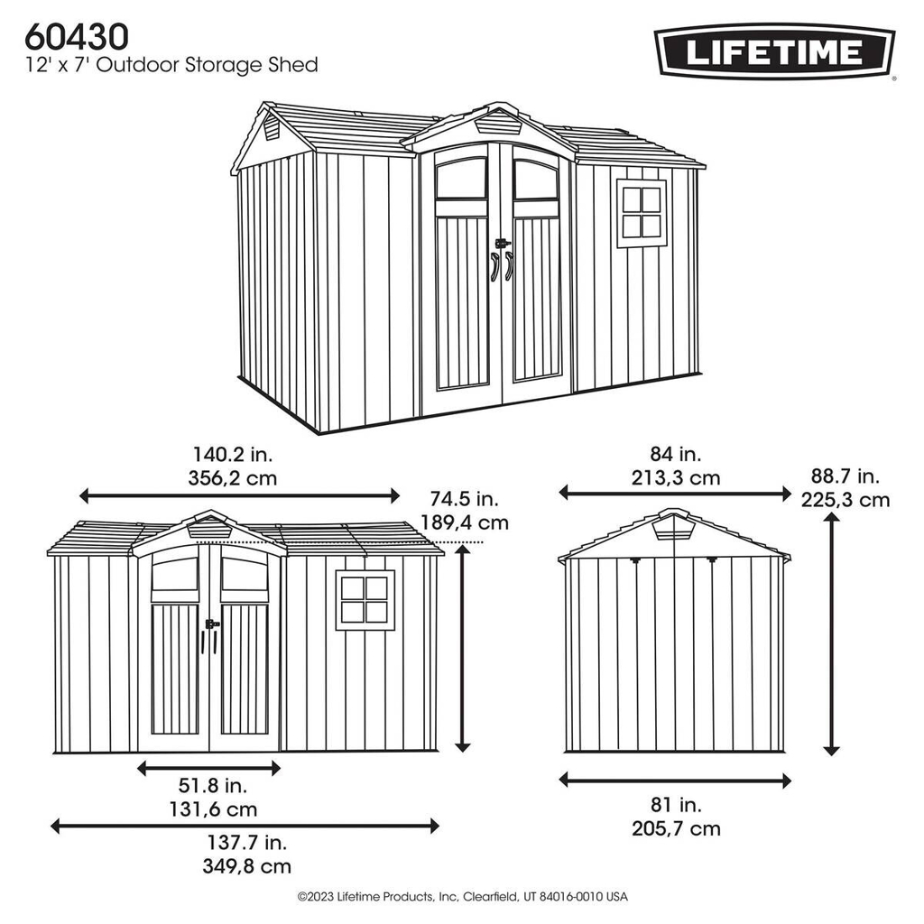 Lifetime Gerätehaus Pluto grau B/H/L: ca. 356,2×225,3×213,3 cm - Gallery 3 Lifetime Gerätehaus Pluto grau B/H/L: ca. 356,2×225,3×213,3 cm