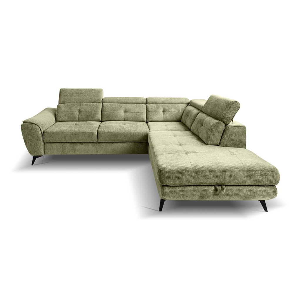 Ecksofa mit Bettfunktion und Bettkasten moosgrün Microfaser B/H/T: ca. 274x82x231 cm - Gallery 6 Ecksofa mit Bettfunktion und Bettkasten moosgrün Microfaser B/H/T: ca. 274x82x231 cm