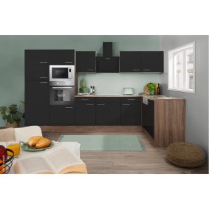 Respekta Winkelküche KBL340EYSMISGKE schwarz B/H/T: ca. 340x205x172 cm