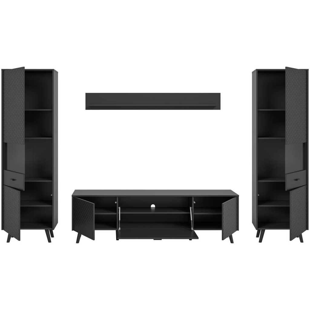 Wohnwand LINEA grau schwarz B/H/T: ca. 331x195x40 cm