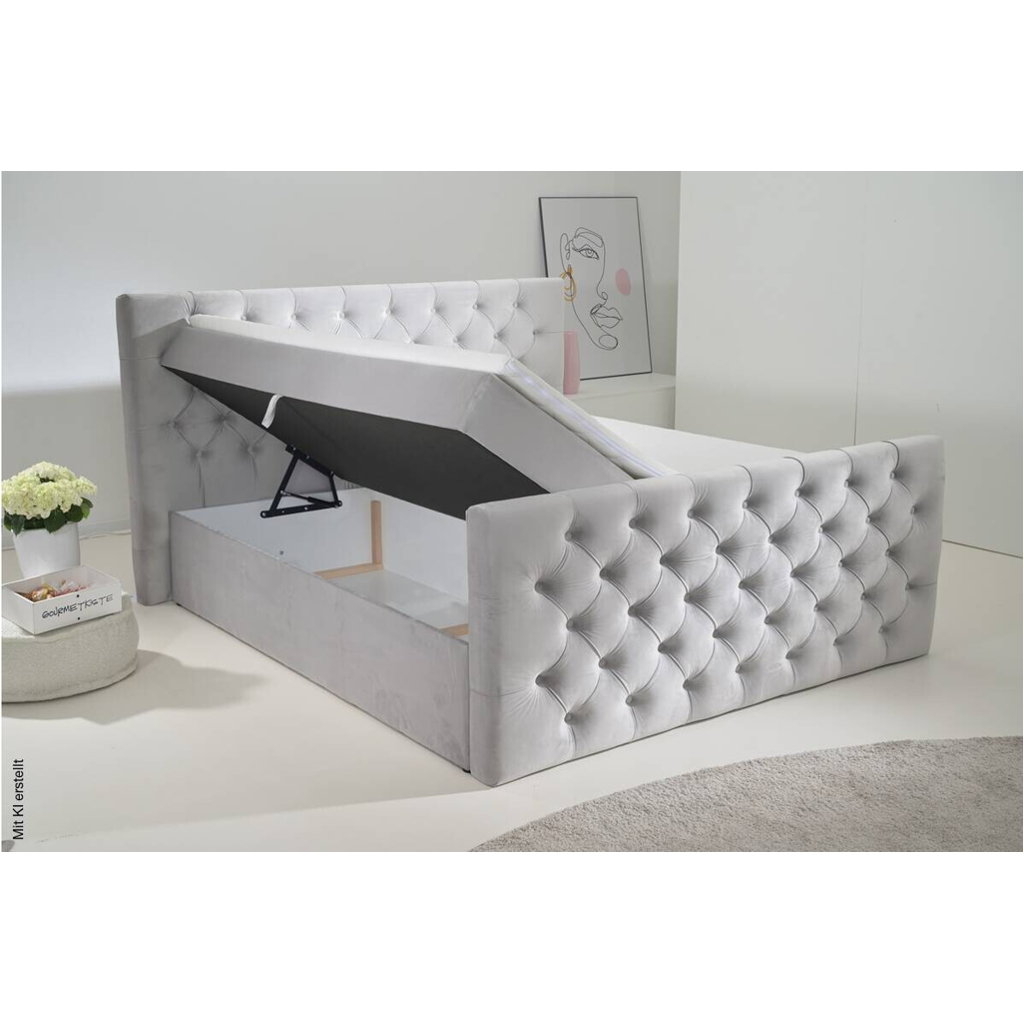 Boxbett Glow Silbergrau Liegefläche B/L: ca. 180x200 cm