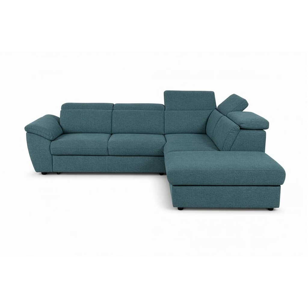 Ecksofa mit Bettfunktion und Bettkasten petrol Flachgewebe B/H/T: ca. 280x108x235 cm - Gallery 3 Ecksofa mit Bettfunktion und Bettkasten petrol Flachgewebe B/H/T: ca. 280x108x235 cm