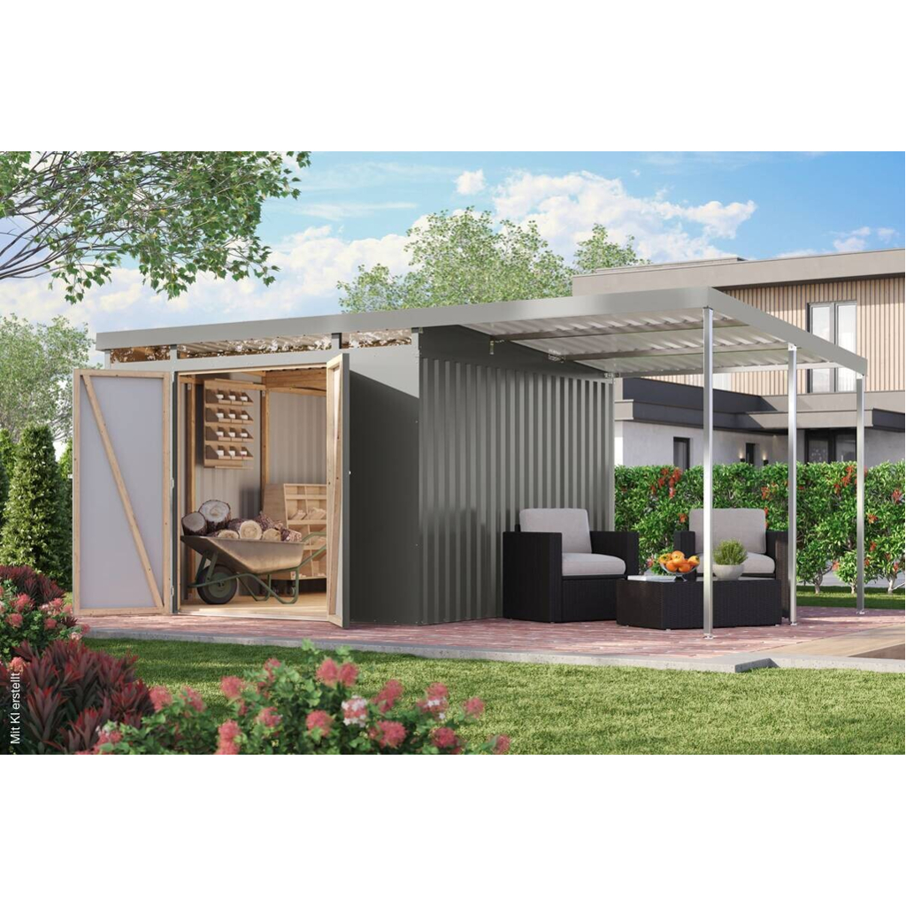 Karibu Gartenhaus Indra 3,5 grau B/H/T: ca. 289x213x289 cm