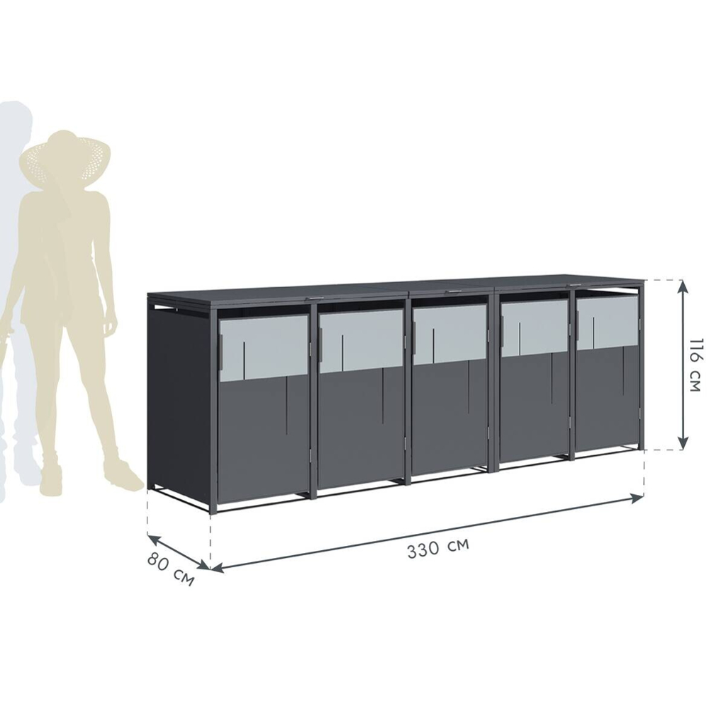 Westmann Mülltonnenbox Tonus anthrazit B/H/L: ca. 330x116x80 cm
