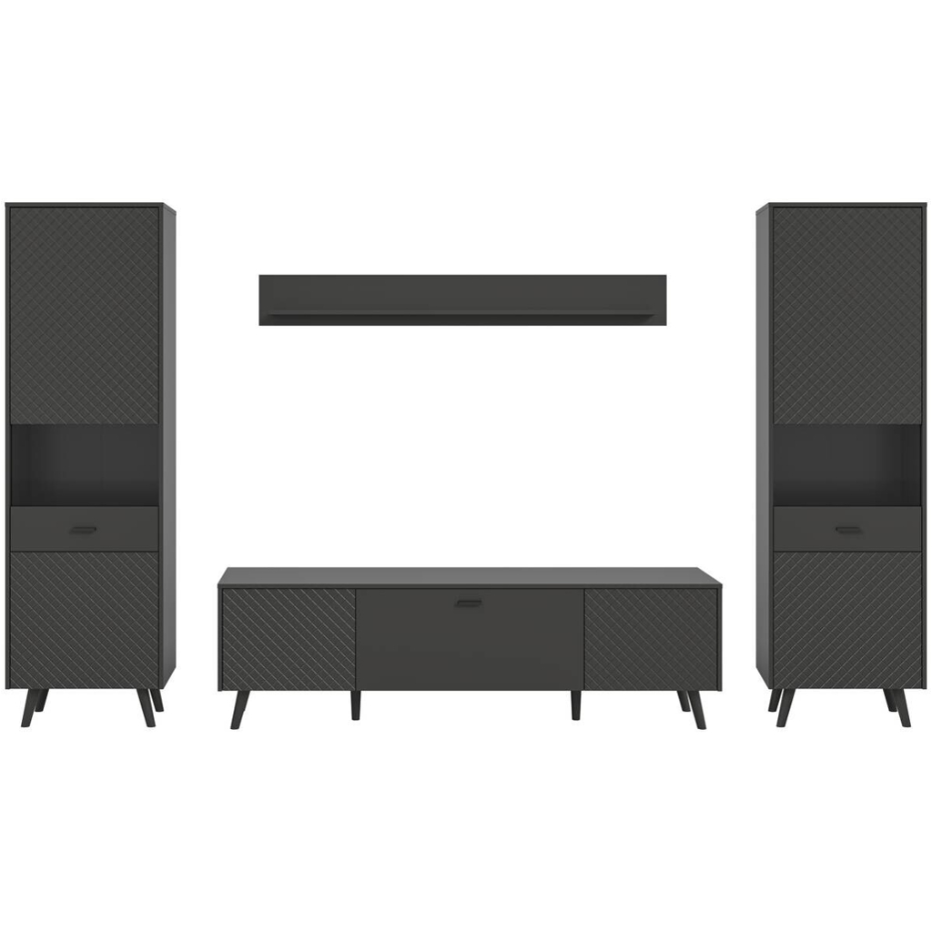 Wohnwand LINEA grau schwarz B/H/T: ca. 331x195x40 cm
