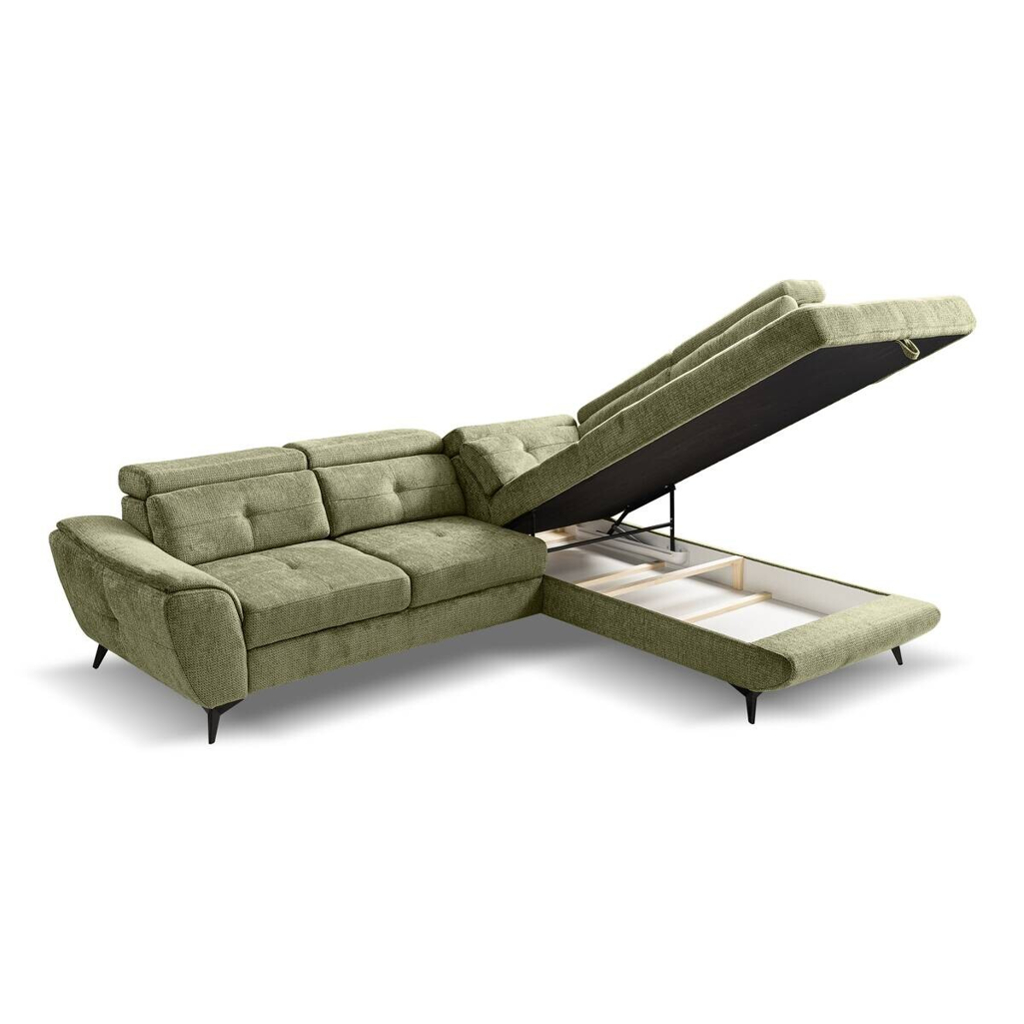 Ecksofa mit Bettfunktion und Bettkasten moosgrün Microfaser B/H/T: ca. 274x82x231 cm - Gallery 4 Ecksofa mit Bettfunktion und Bettkasten moosgrün Microfaser B/H/T: ca. 274x82x231 cm