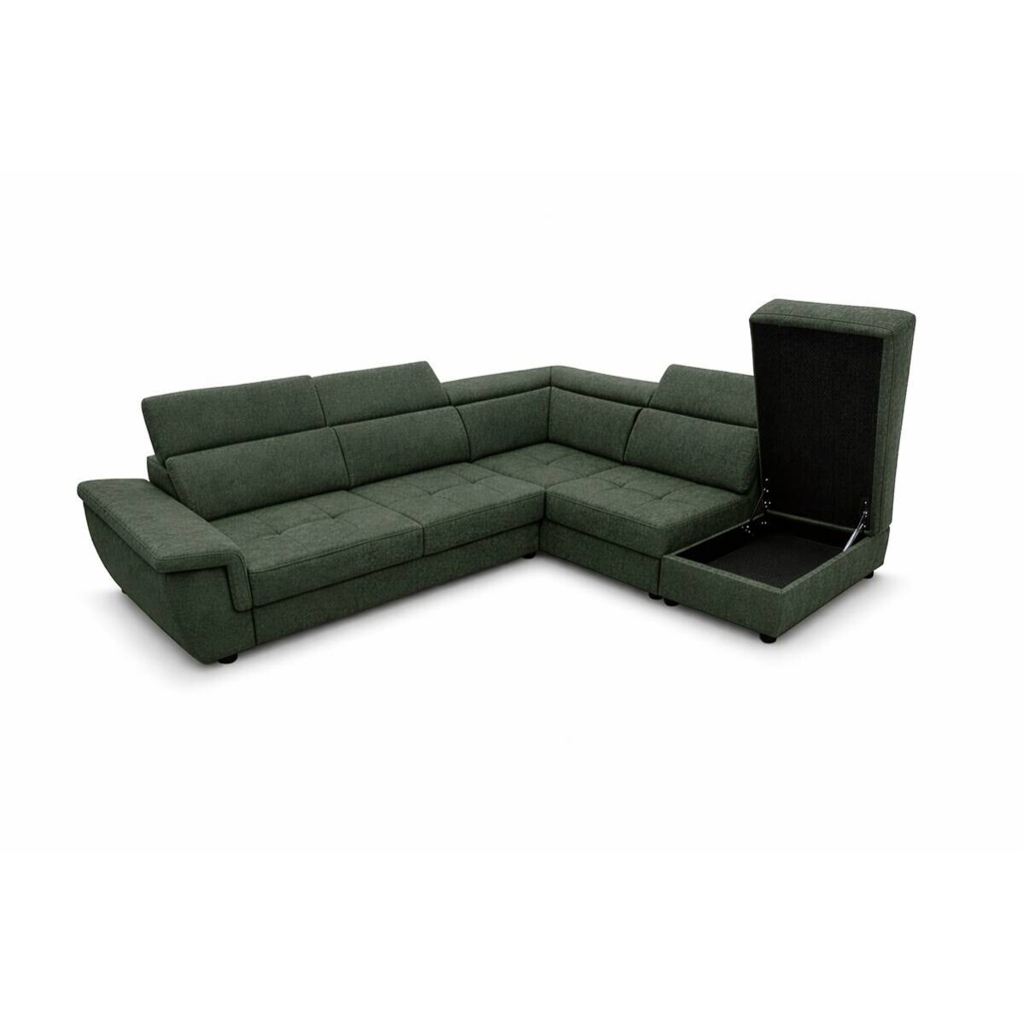 Ecksofa mit Bettfunktion und Bettkasten dunkelgrün Flachgewebe B/H/T: ca. 267x75x238 cm